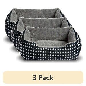 (3 pack) Cuddler Small Dog or Cat Bed, Black 19" x 15"